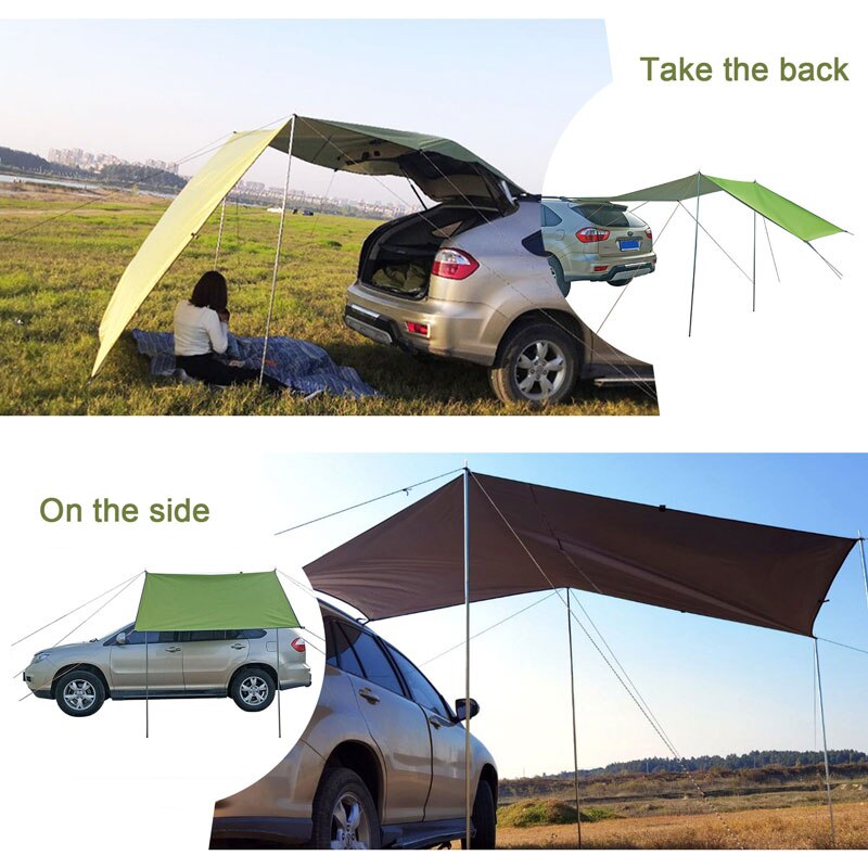 Cheap Goat Tents 3x2m Car Side Awning with Pole Rope Peg Strong Suction Cup Anchor Outdoor Camping Tent Tarp Waterproof Canopy Shade Sun Shelter Tents 